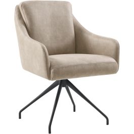 Eetkamerstoel Meltina draaibaar microleder beige