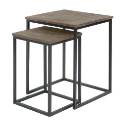Bijzettafelset Pandera 30 en 40 cm vierkant mango grijs