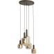 Hanglamp Trecate mat zwart smoke glas 5-lichts rond