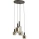 Hanglamp Trecate mat zwart smoke glas 5-lichts rond