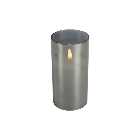 Kaars Caposele Led large grijs glas rond
