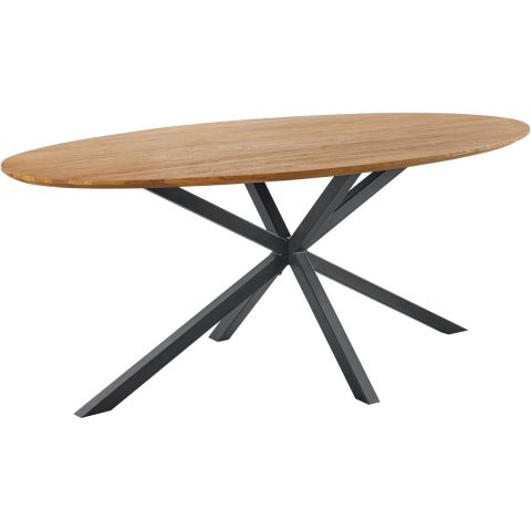 Eettafel Romaro teakhout 240x120 cm ovaal mix rough