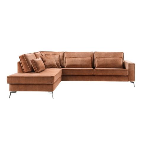 Hoeksalon links Pomonte velvet bruin premium comfort