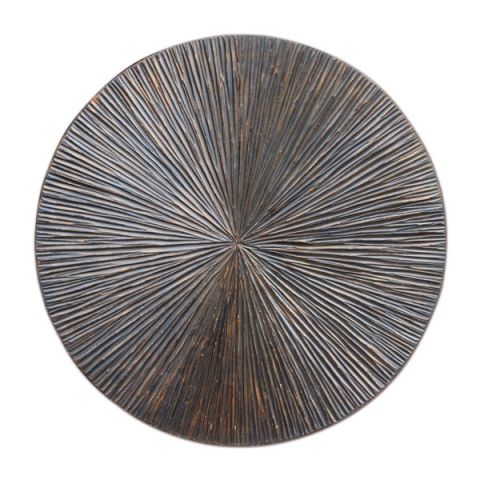 Wandornament Pictura 60 cm rond gestreept bruin