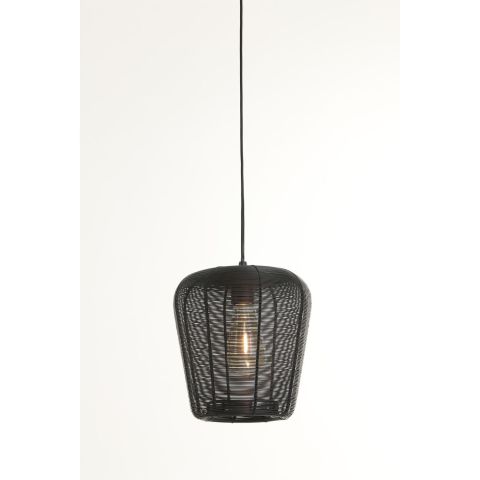 Hanglamp Barzio mat zwart rond 23cm 1-lichts