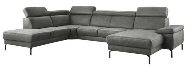 Hoeksalon links Tusari microleder antraciet basic comfort