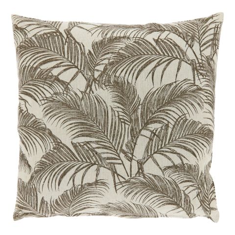 Sierkussen Canosa taupe met palmboomtakken