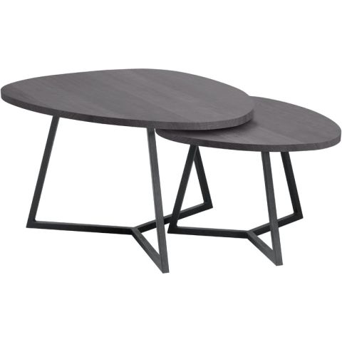Salontafelset Locarnio 40 en 52 cm organisch zwart
